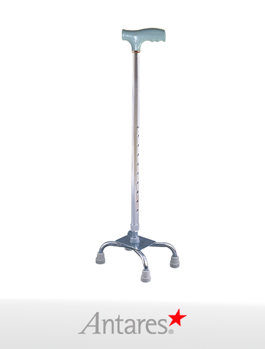 Bastón cuadrúple gris. Mango en T